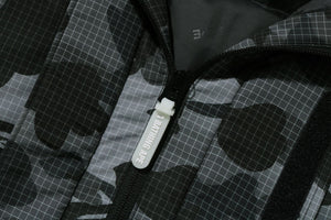 GRID CAMO RELAXED FIT HOODIE DOWN JACKET MENS