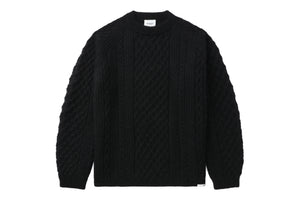 BAPE BLACK MOHAIR CABLE KNIT SWEATER MENS