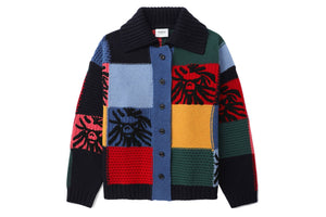 BAPE BLACK HAND KNIT PATCHWORK SWEATER MENS