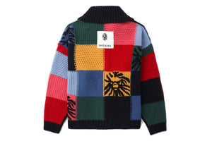 BAPE BLACK HAND KNIT PATCHWORK SWEATER MENS