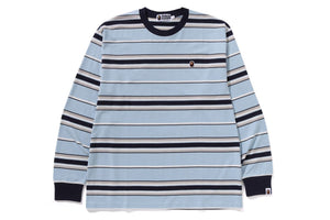 APE HEAD ONE POINT STRIPE RELAXED FIT L/S TEE MENS