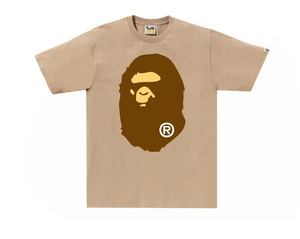 BAPE large monkey head logo T-shirt beige