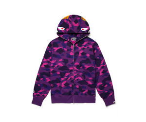 BAPE Shark Jaw Logo Zip Hoodie Purple Camo