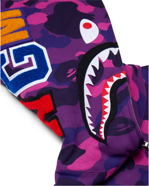 BAPE Shark Jaw Logo Zip Hoodie Purple Camo