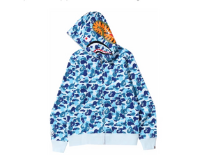 BAPE ABC Shark Jaw Logo Zip Hoodie Blue Camo