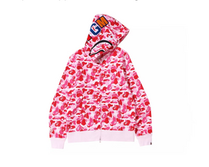 BAPE ABC Shark Jaw Logo Zip Hoodie Pink Camo