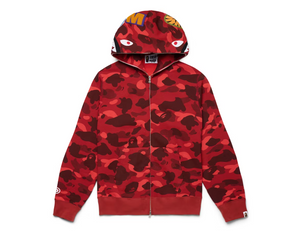 BAPE Red Camouflage Shark Jaw Logo Zip Hoodie