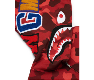 BAPE Red Camouflage Shark Jaw Logo Zip Hoodie