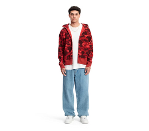 BAPE Red Camouflage Shark Jaw Logo Zip Hoodie