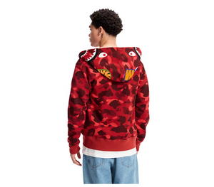 BAPE Red Camouflage Shark Jaw Logo Zip Hoodie