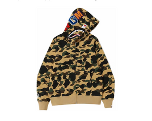 BAPE 1st Shark Jaw Logo Zip Hoodie Yellow Camo