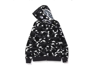 BAPE City 2023 Zipped Hoodie Shark Jaw Logo Black Camo