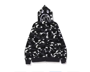 BAPE City 2023 Zipped Hoodie Shark Jaw Logo Black Camo