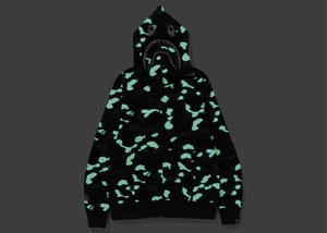 BAPE City 2023 Zipped Hoodie Shark Jaw Logo Black Camo