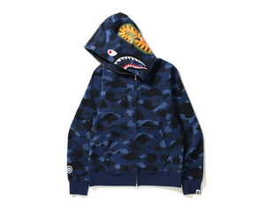 BAPE Shark Jaw Logo Zip Hoodie Blue Camouflage