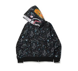 BAPE Space Camouflage Shark Double Hoodie Black Multi